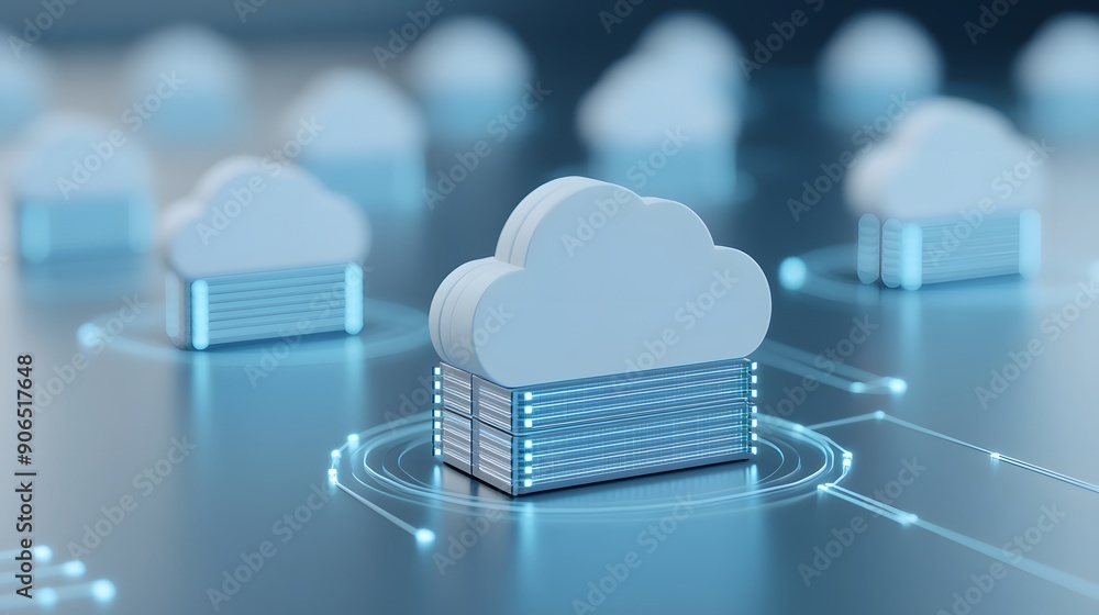 Poster cloud computing technology with data storage and futuristic digital representation. modern informati