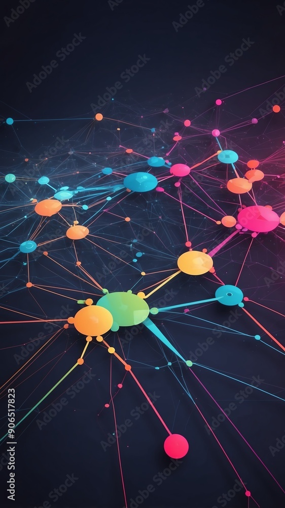 Poster colorful artificial intelligence network connections t technology abstract background with copy spac
