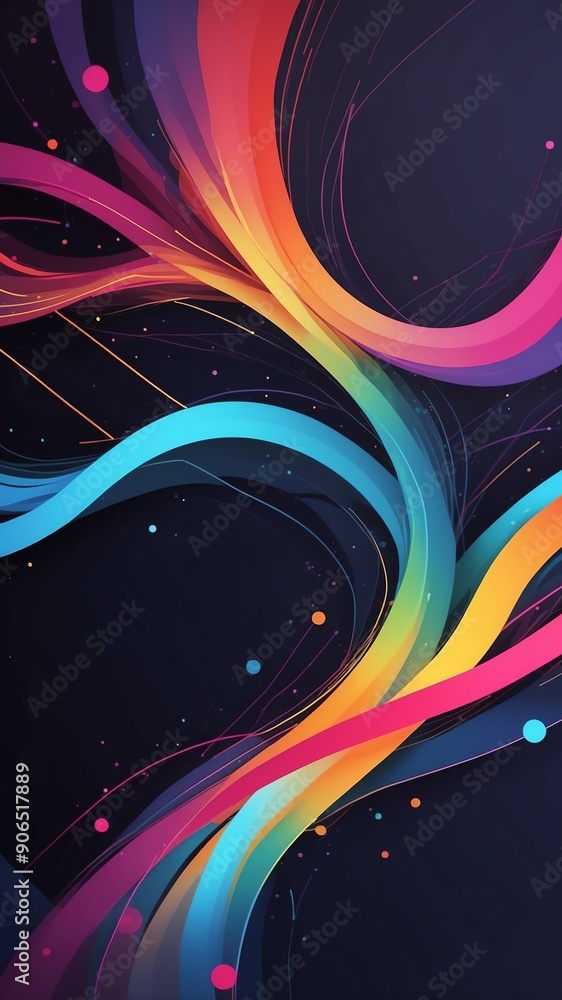 Poster colorful digital data stream technology abstract background with copy space