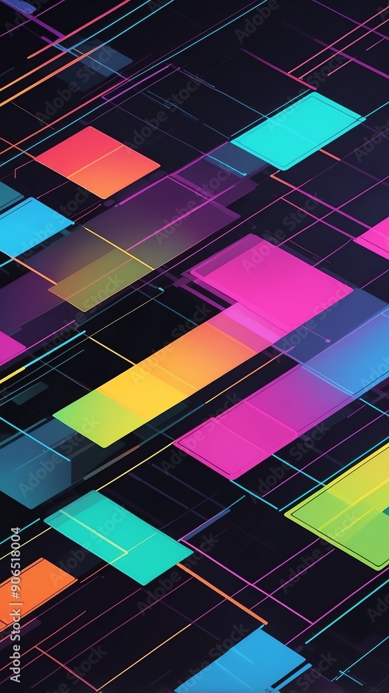 Poster colorful futuristic grid lines pattern technology abstract background with copy space