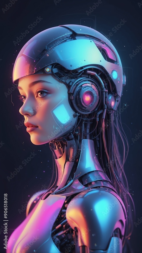 Poster colorful holographic ai interface concept technology abstract background with copy space