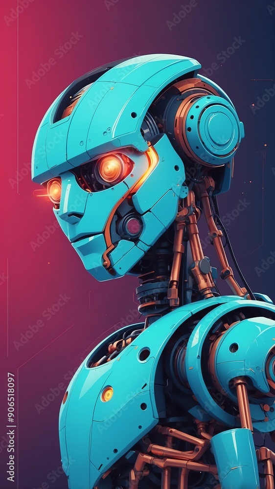Poster colorful theme robotic android blueprint technology abstract background with copy space