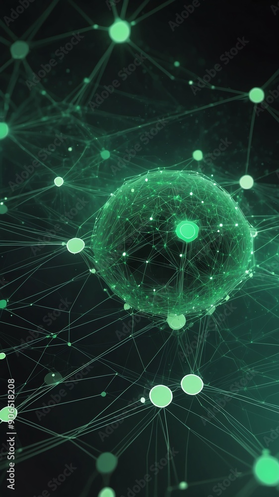 Poster green artificial intelligence network connections tech technology abstract background with copy spac