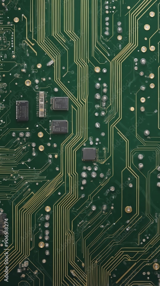 Poster green circuit board design technology abstract background with copy space