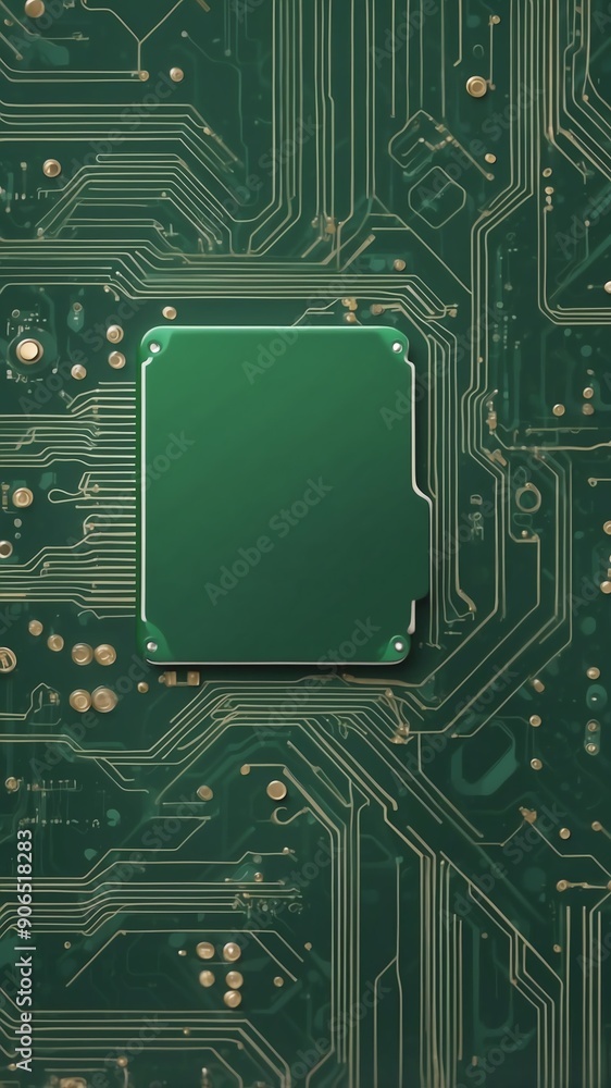 Poster green circuit board design technology abstract background with copy space