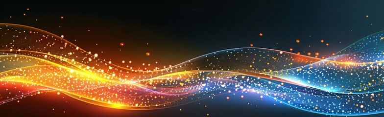 Obraz premium Christmas abstract background or new year banner with copy space. Abstract background with glowing wavy lines and sparkles