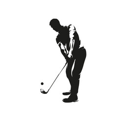 Golf player, abstract isolated vector silhouette, ink drawing