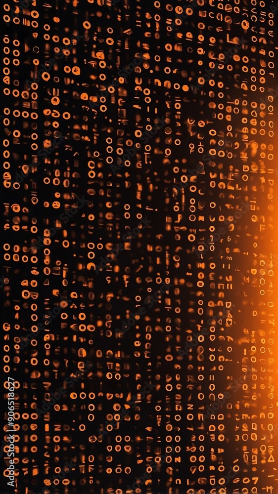 Aufkleber orange binary code pattern technology abstract background with copy space