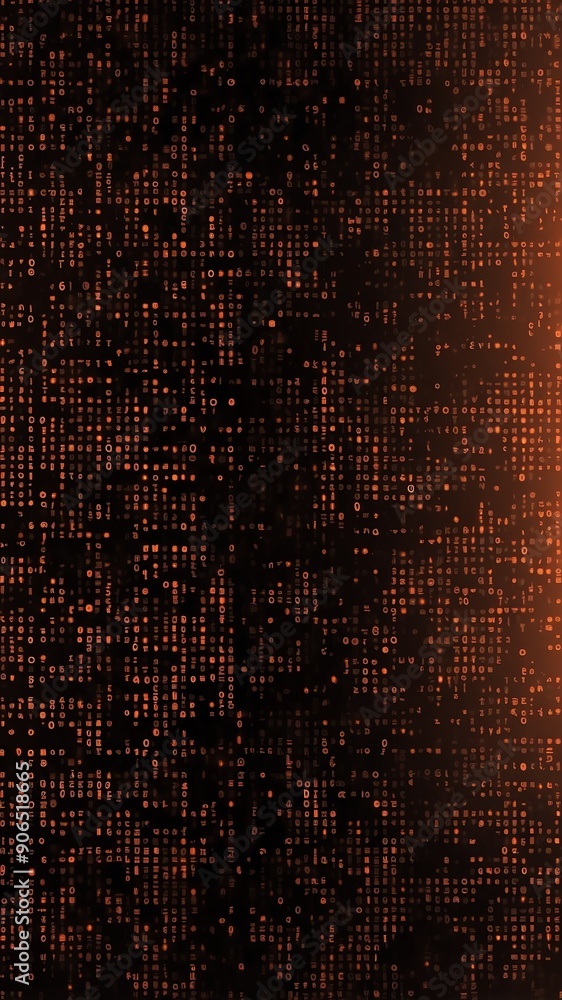 Aufkleber orange binary code pattern technology abstract background with copy space