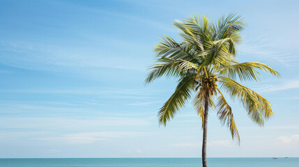 Summer Vacation at a Tropical Beach with Palm Trees, Idyllic Seaside Getaway, High-Resolution Beach Scene, Lush Palm Trees, Relaxing Beach Atmosphere, Perfect Summer Destination, Vibrant Coastal Lands