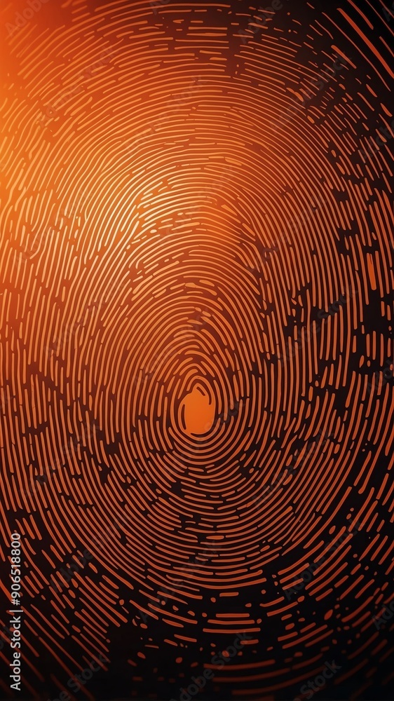 Aufkleber orange digital fingerprint scan pattern technology abstract background with copy space