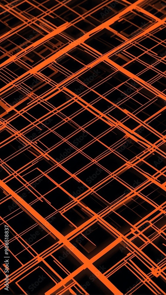 Poster orange futuristic grid lines pattern technology abstract background with copy space