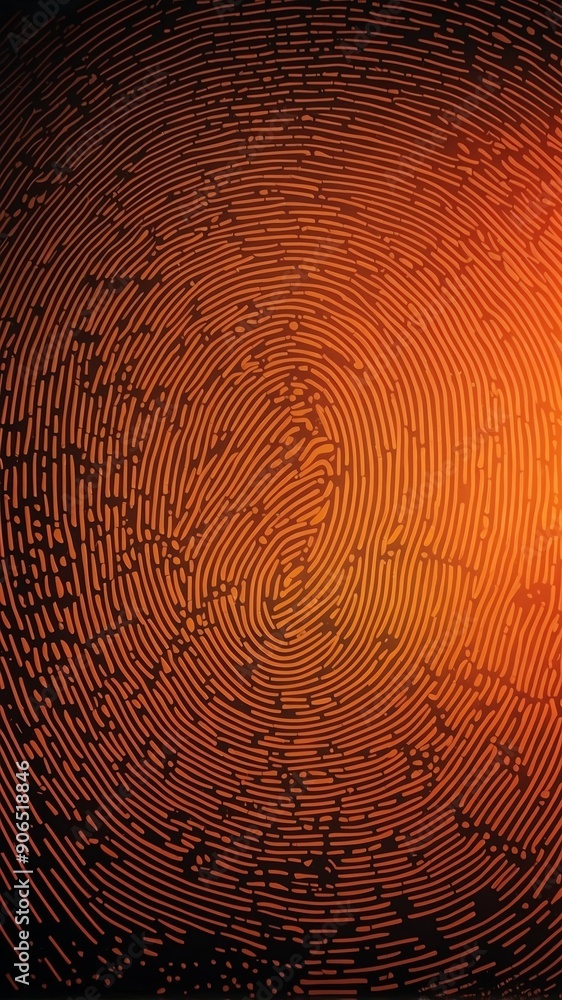 Aufkleber orange digital fingerprint scan pattern technology abstract background with copy space