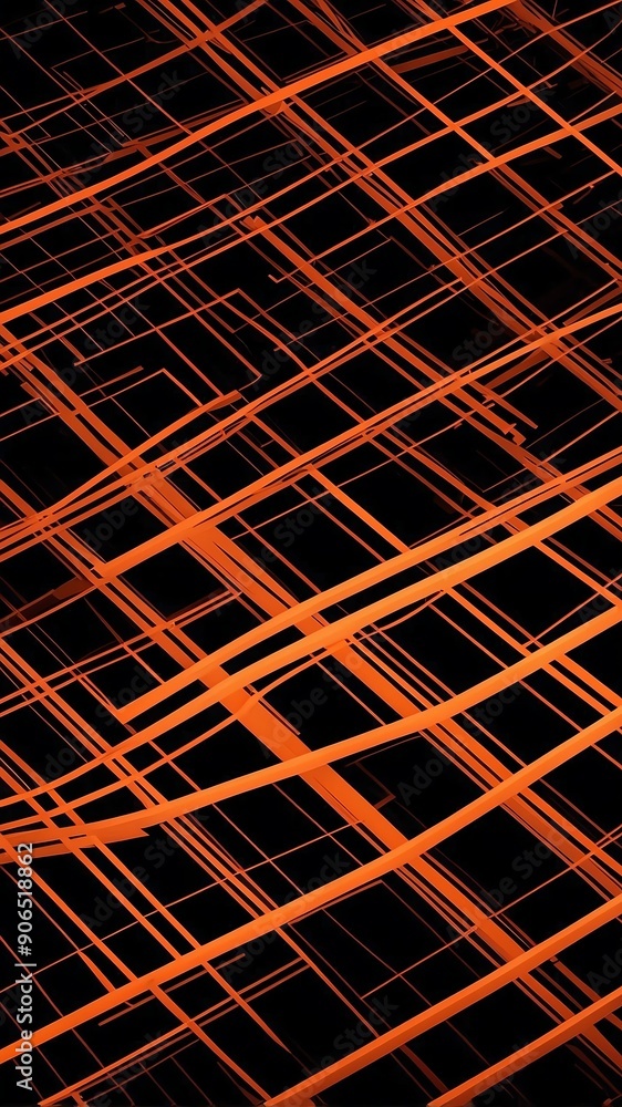 Poster orange futuristic grid lines pattern technology abstract background with copy space