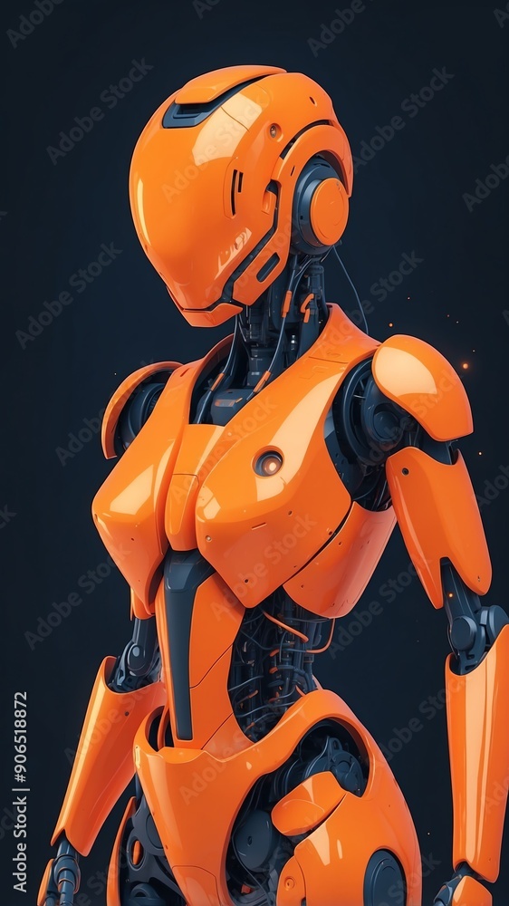 Poster orange holographic ai interface concept technology abstract background with copy space