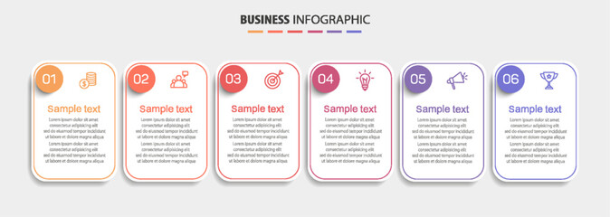 Business vector infographic design template with 6 options or steps