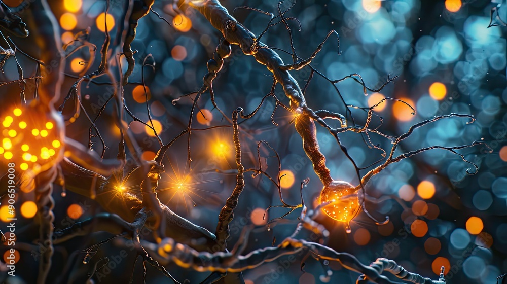 Aufkleber neural network with glowing synapses