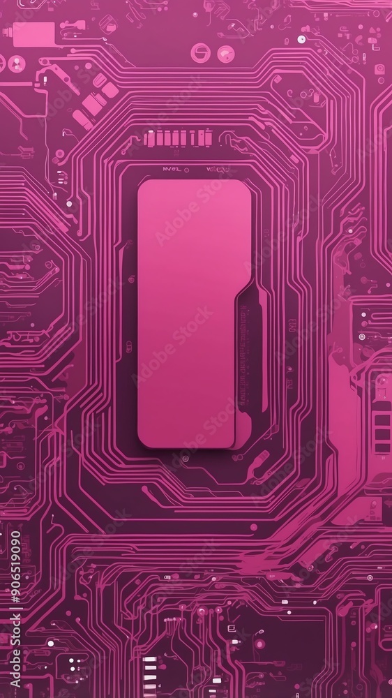 Poster pink circuit board design technology abstract background with copy space