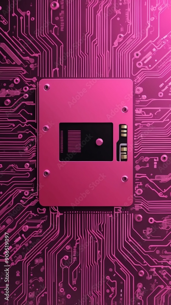 Aufkleber pink circuit board design technology abstract background with copy space