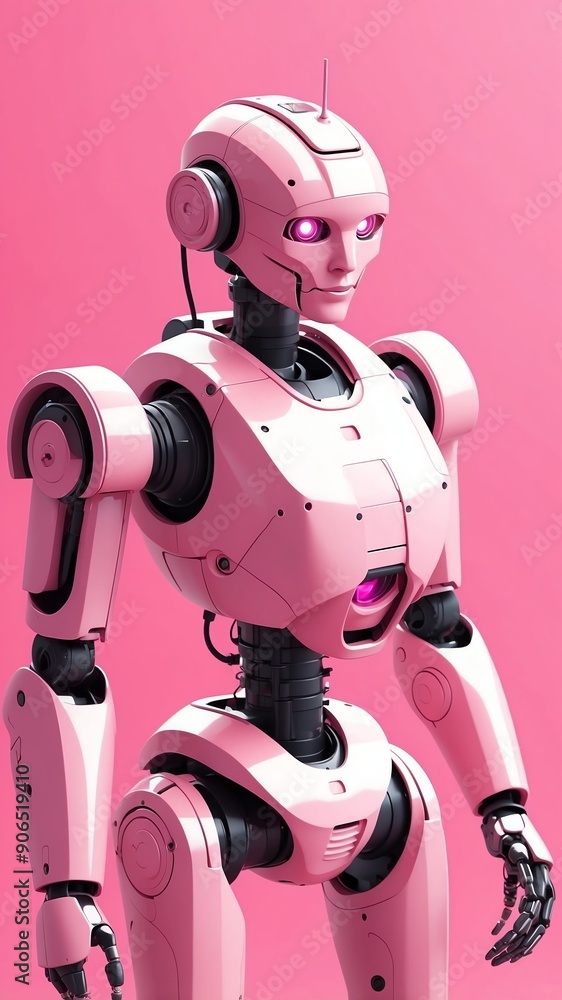 Poster pink theme robotic android blueprint technology abstract background with copy space