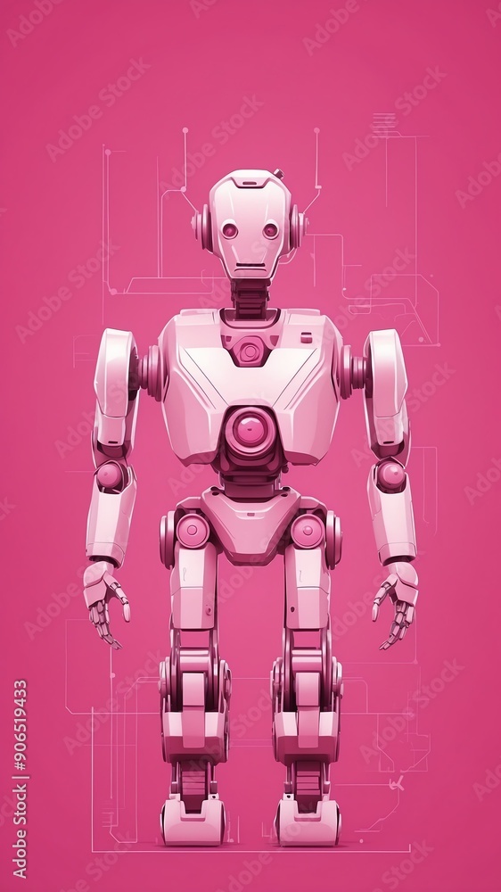 Aufkleber pink theme robotic android blueprint technology abstract background with copy space