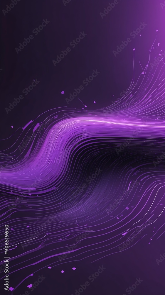 Poster purple digital data stream technology abstract background with copy space