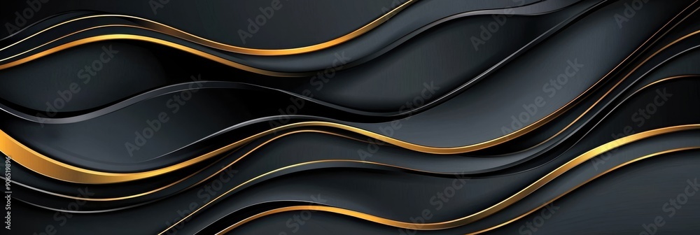 Poster elegant dark vector graphic with intricate golden lines and sharp focus, generative ai