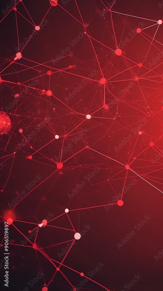 Poster red artificial intelligence network connections techno technology abstract background with copy spac