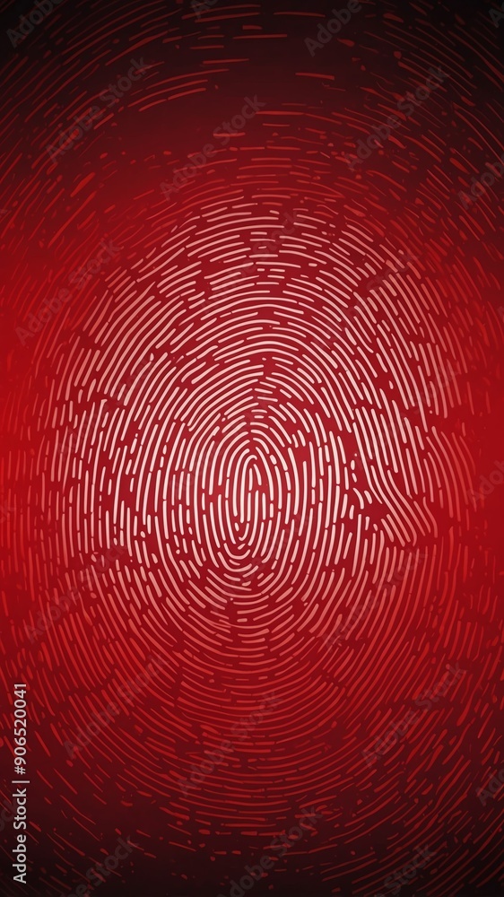 Aufkleber red digital fingerprint scan pattern technology abstract background with copy space