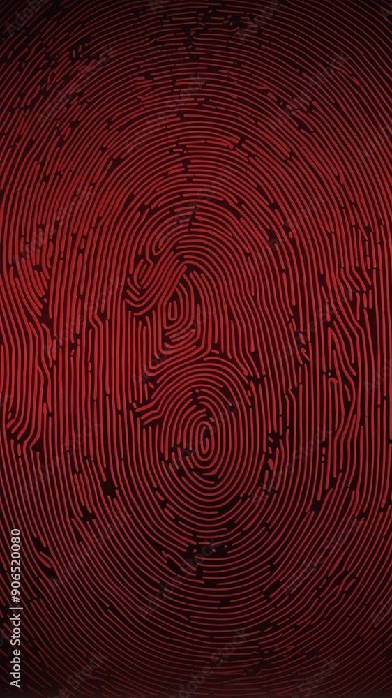 Aufkleber red digital fingerprint scan pattern technology abstract background with copy space