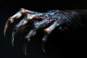 Obraz premium Scary monster hand reaching from the darkness
