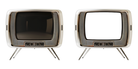 Retro futuristic chrome television on transparent background