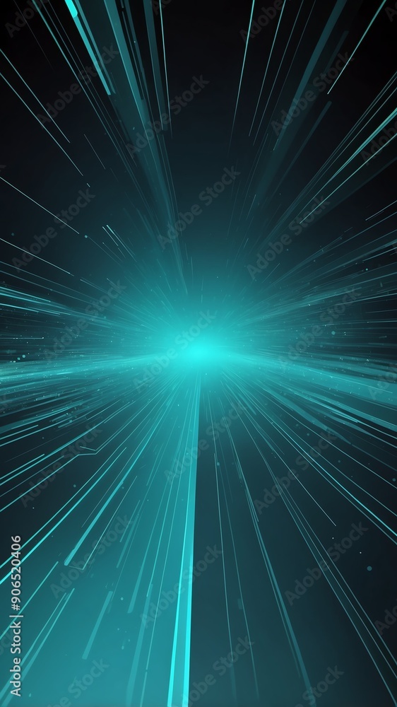 Poster teal digital data stream technology abstract background with copy space