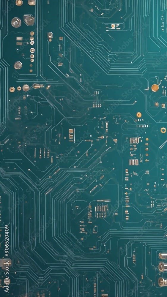 Aufkleber teal circuit board design technology abstract background with copy space