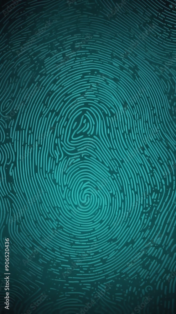 Aufkleber teal digital fingerprint scan pattern technology abstract background with copy space