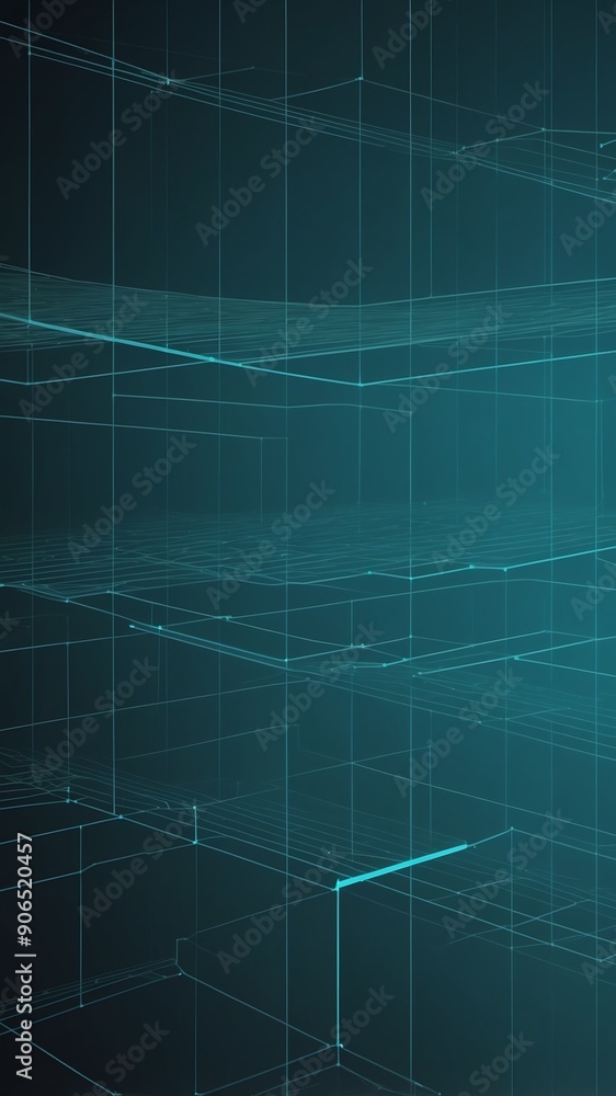 Aufkleber teal futuristic grid lines pattern technology abstract background with copy space