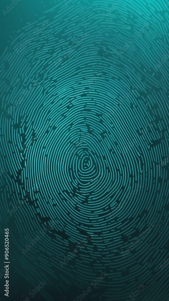Aufkleber teal digital fingerprint scan pattern technology abstract background with copy space