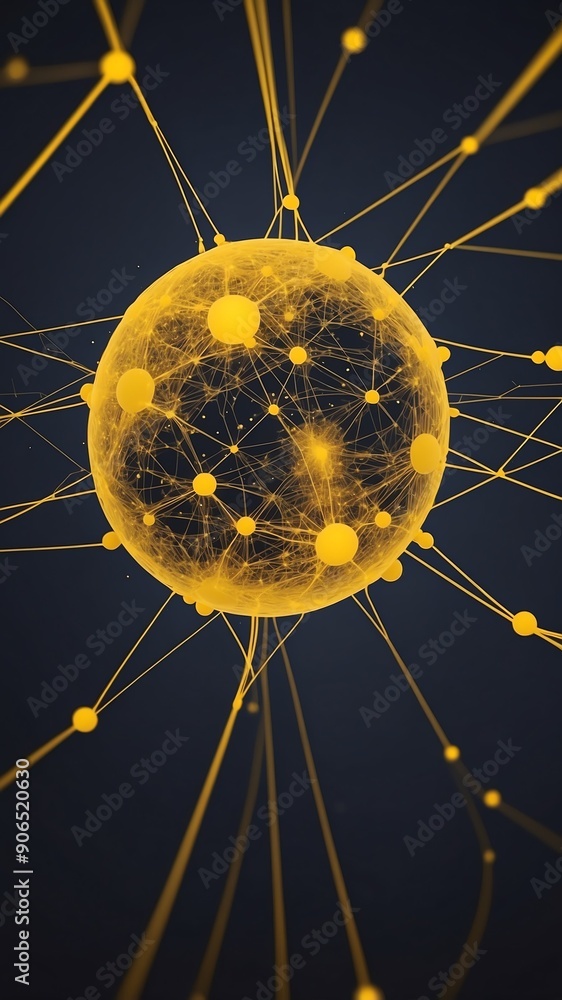Poster yellow artificial intelligence network connections tec technology abstract background with copy space