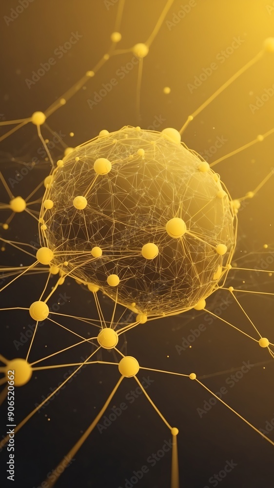 Aufkleber yellow artificial intelligence network connections tec technology abstract background with copy space