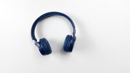 Fototapeta premium Headphones isolated on white background. Music concept. Top view.