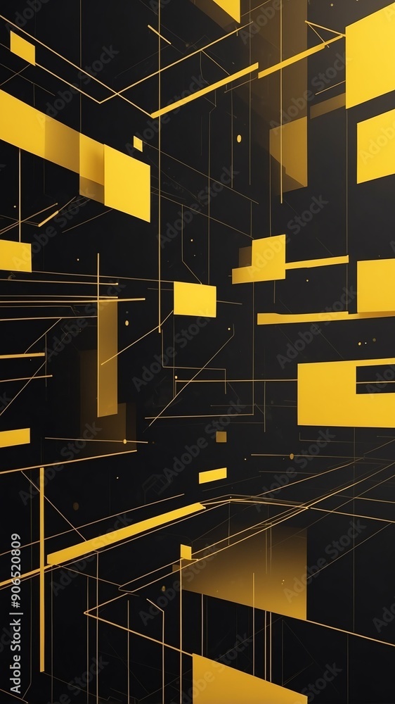 Poster yellow futuristic grid lines pattern technology abstract background with copy space