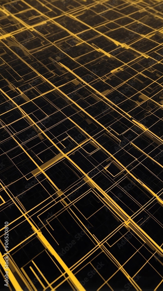 Aufkleber yellow futuristic grid lines pattern technology abstract background with copy space