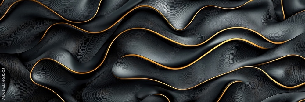 Poster Luxurious Dark and Gold Vector Design with Simple Shapes, High Resolution, and Sharp Focus, Generative Ai