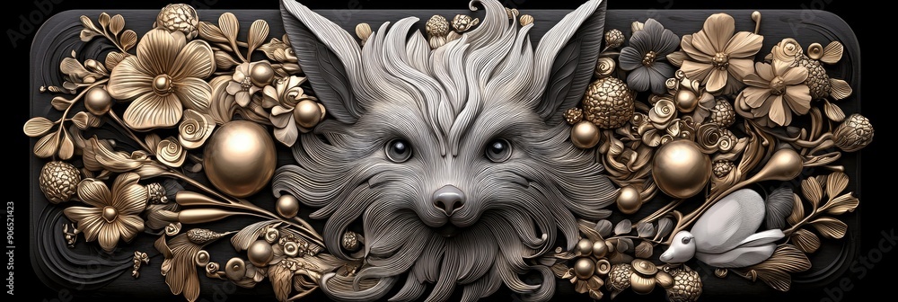 Poster illuminating intricacies: luxurious gold vector on dark background with sharp details, generative ai