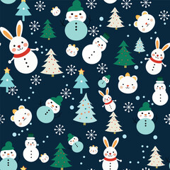 seamless pattern with snowman