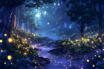 Fototapeta premium Enchanted Forest Night