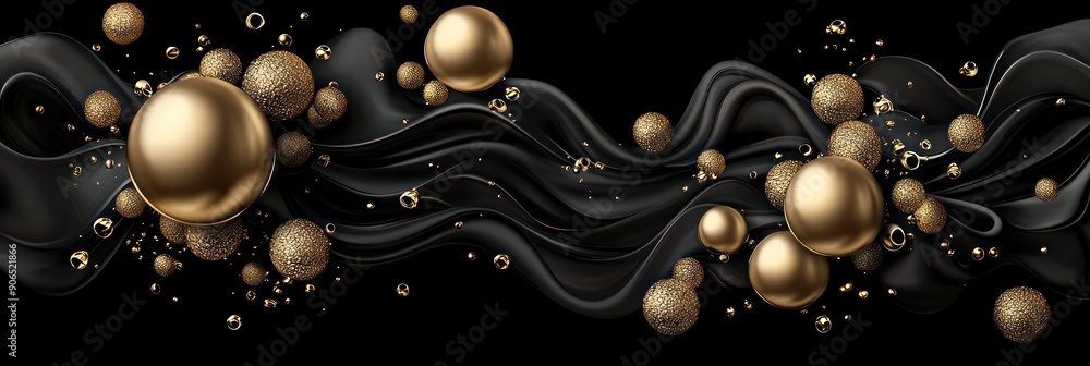 Poster elegant minimalistic dark background with golden vector elements, high resolution detailing, no grad
