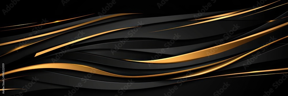 Poster elegant black and gold vector background with sharp geometric shapes, high resolution, generative ai