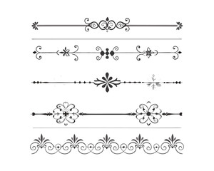 Set of Fancy Decorative Ornamental Lines vector. ai generated