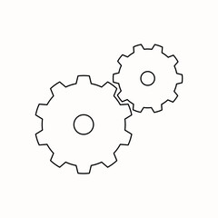 Illustration vector graphic of gears outline isolated on white background.
